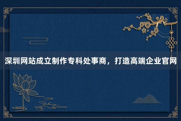 深圳网站成立制作专科处事商，打造高端企业官网
